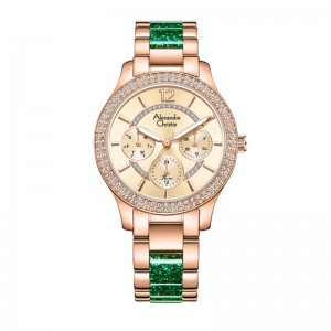 Alexandre Christie AC 2914 Rosegold Green Diamond BFBRGLNGN